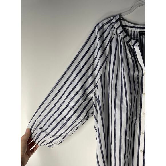 Lane Bryant Striped Button Down Blouse top Cotton White Gray Size 22/24 - Picture 2 of 6